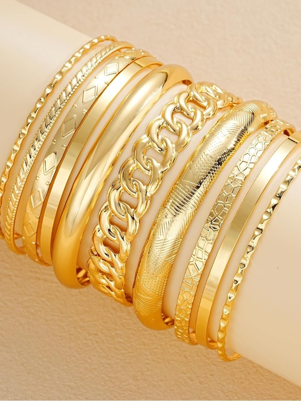 Anthropologie Gold-Tone Layered Bangle Bracelet Set